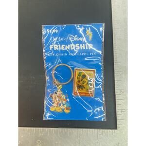 Disney Lapel Pin and Key Chain The Art Of Disney Friendship Mickey And Goofy
